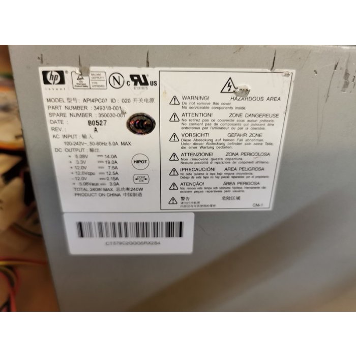 Power Supply HP API4PC07 240W Part Number 349318-001