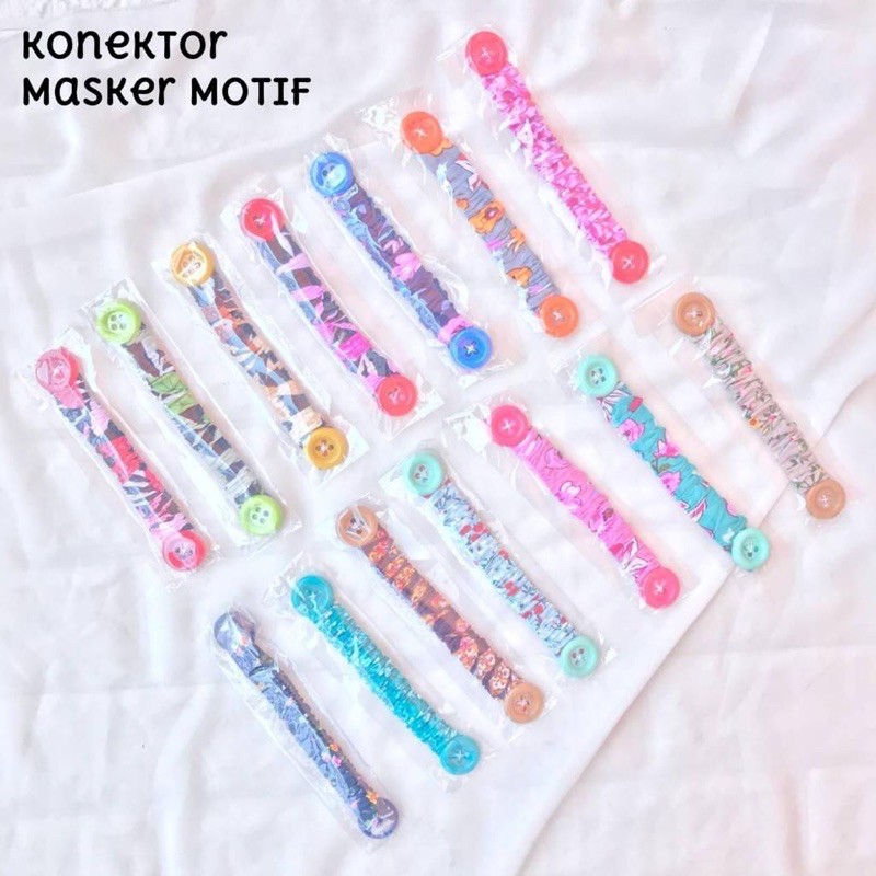 KONEKTOR MASKER 12PCS (1LUSIN) MOTIF &amp; POLOS