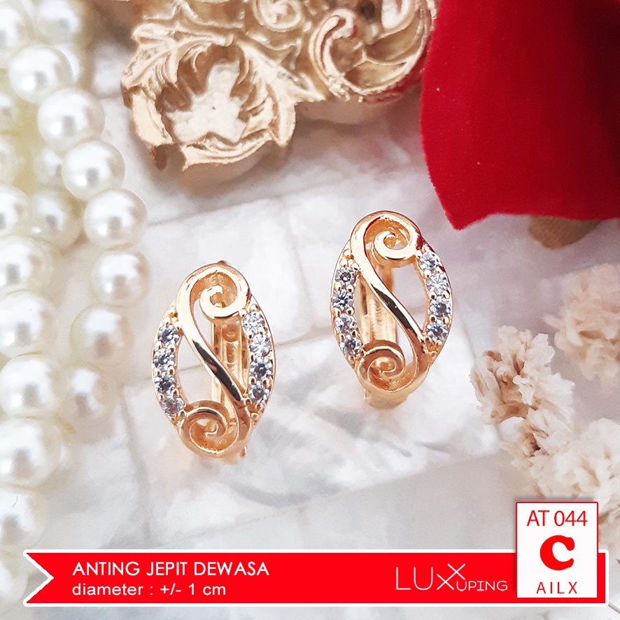 AT 044 Anting Jepit Model Paku Perhiasan Imitasi Lapis Emas 18K Permata Zirkon Aksesoris Xuping Murah Luxx Xuping