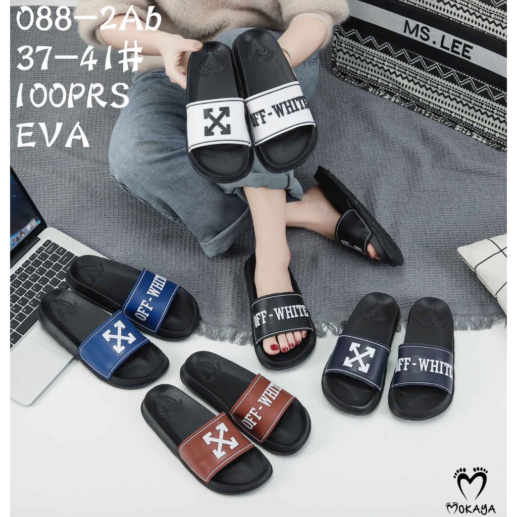 SANDAL SLOP COWOK SILANG OFF-WHITE MOKAYA 088-2AB