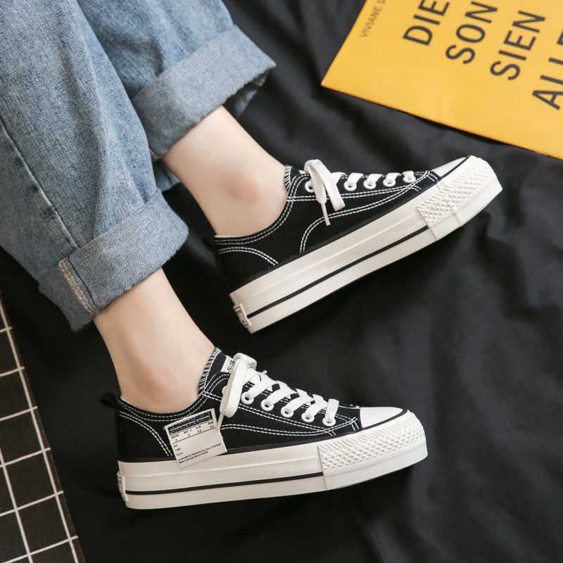 AVANCEID 1939 Sepatu Sneakers Wanita Canvas Kerja Sekolah Hitam Import