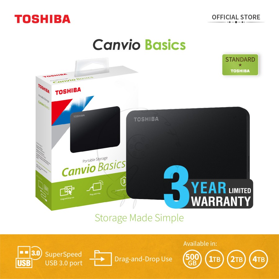 Toshiba Canvio Basic Hardisk Eksternal 2TB USB3.0 - Hitam [FS]