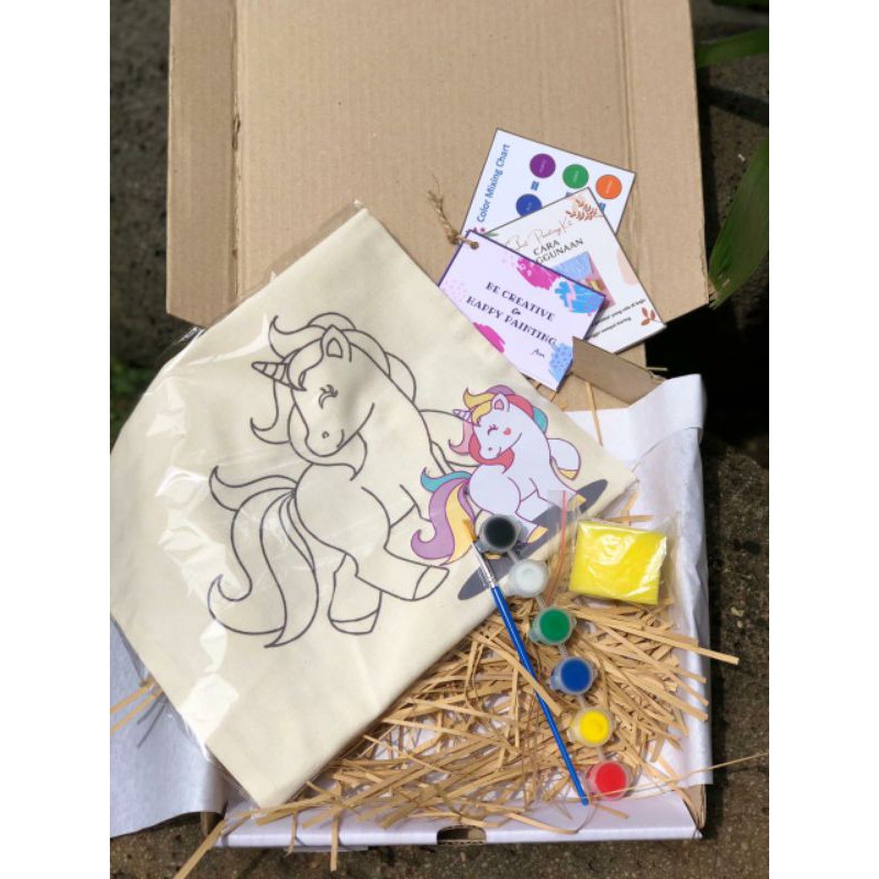 DIY TOTEBAG UNICORN PAINTING KIT I MEWARNAI TOTEBAG I UNICORN I KUDA PONI | TAS UNICORN | SURABAYA