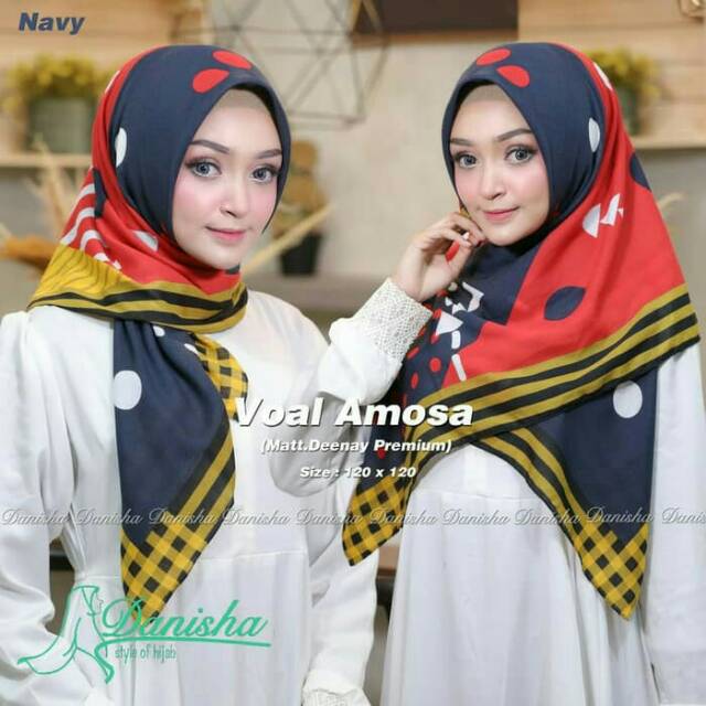 Kerudung segiempat voal Amosa ukuran 120x120