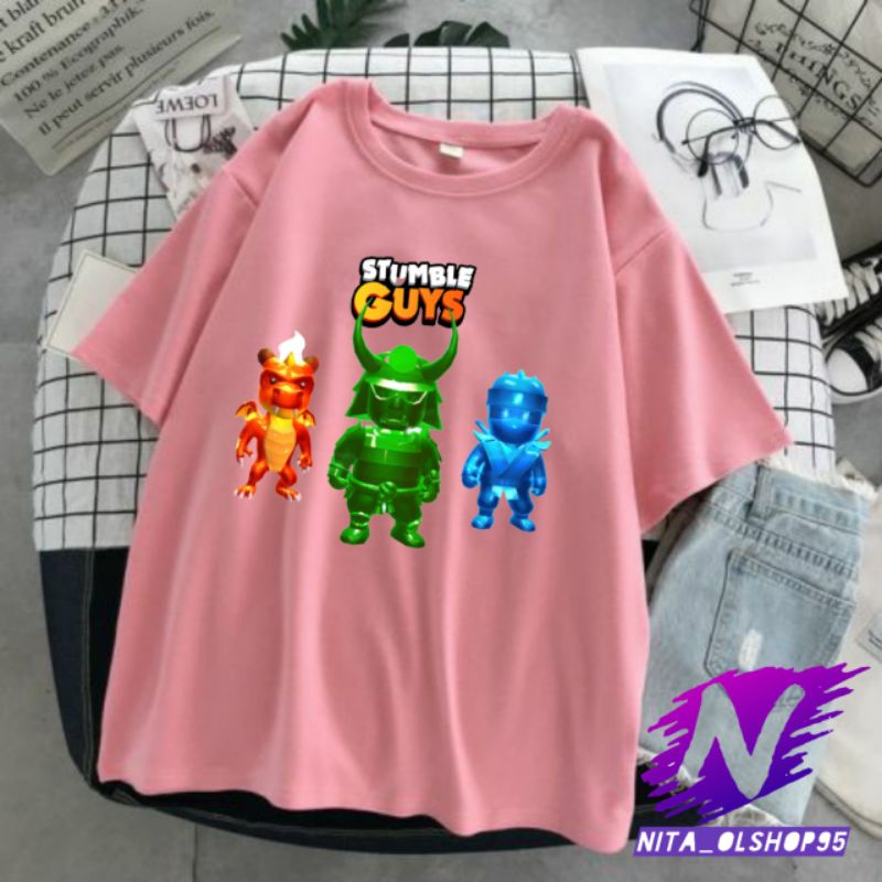 kaos stumble guys baju kaos anak dan dewasa karakter stumble guys