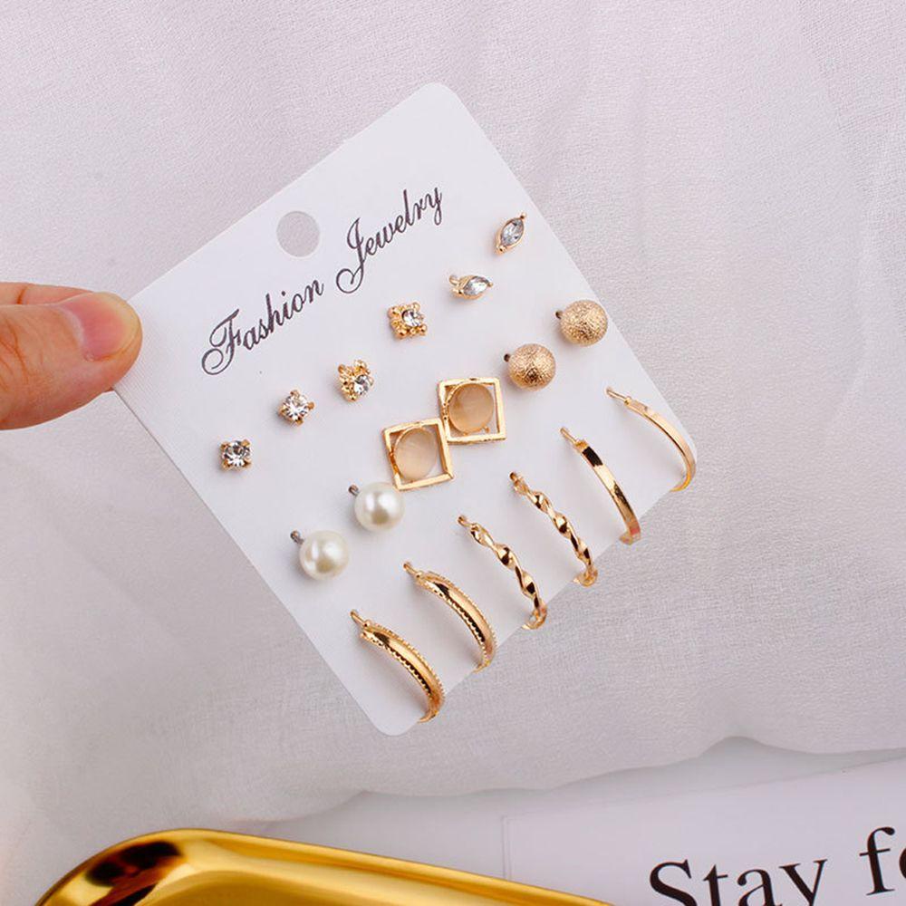 R-flower Drop Earrings Set Trendi Hadiah Pesta Aksesoris Gadis Kreatif Anting Mutiara