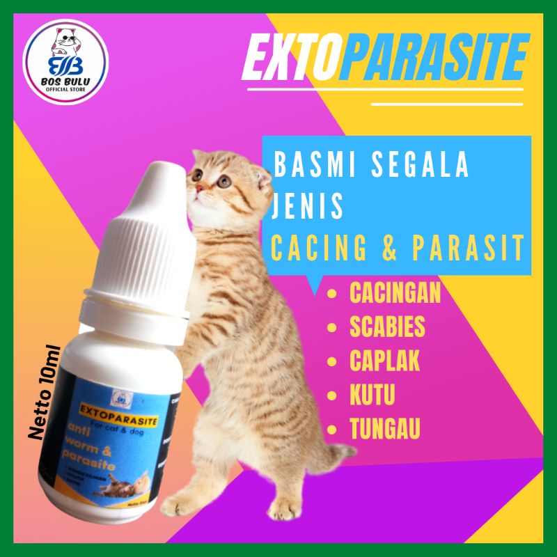 extoparasit obat cacing kutu scabies tungau kucing 10ml