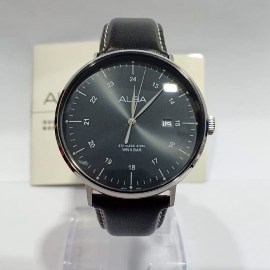 jam tangan pria alba prestige quartz leather AS9G03