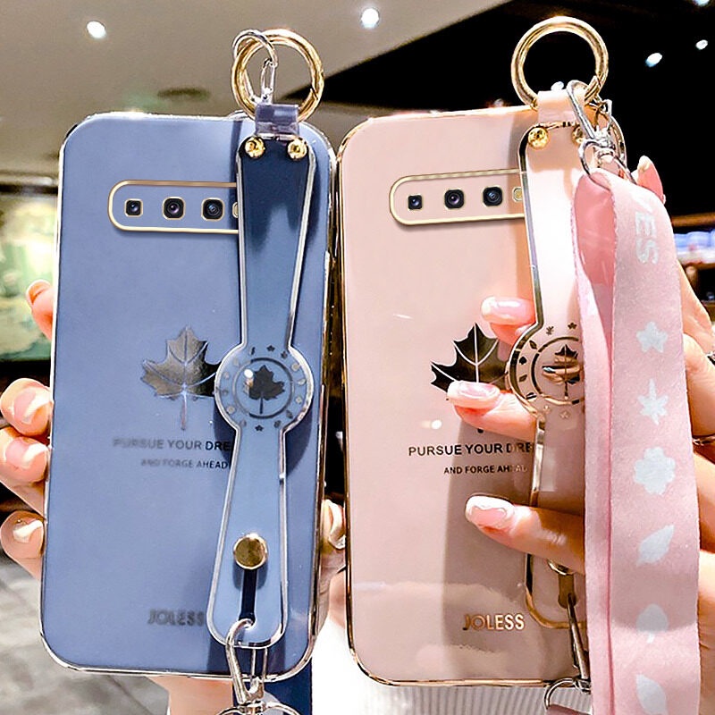 Case Motif Daun Maple Dengan lanyard Untuk Samsung Galaxy S10 Plus