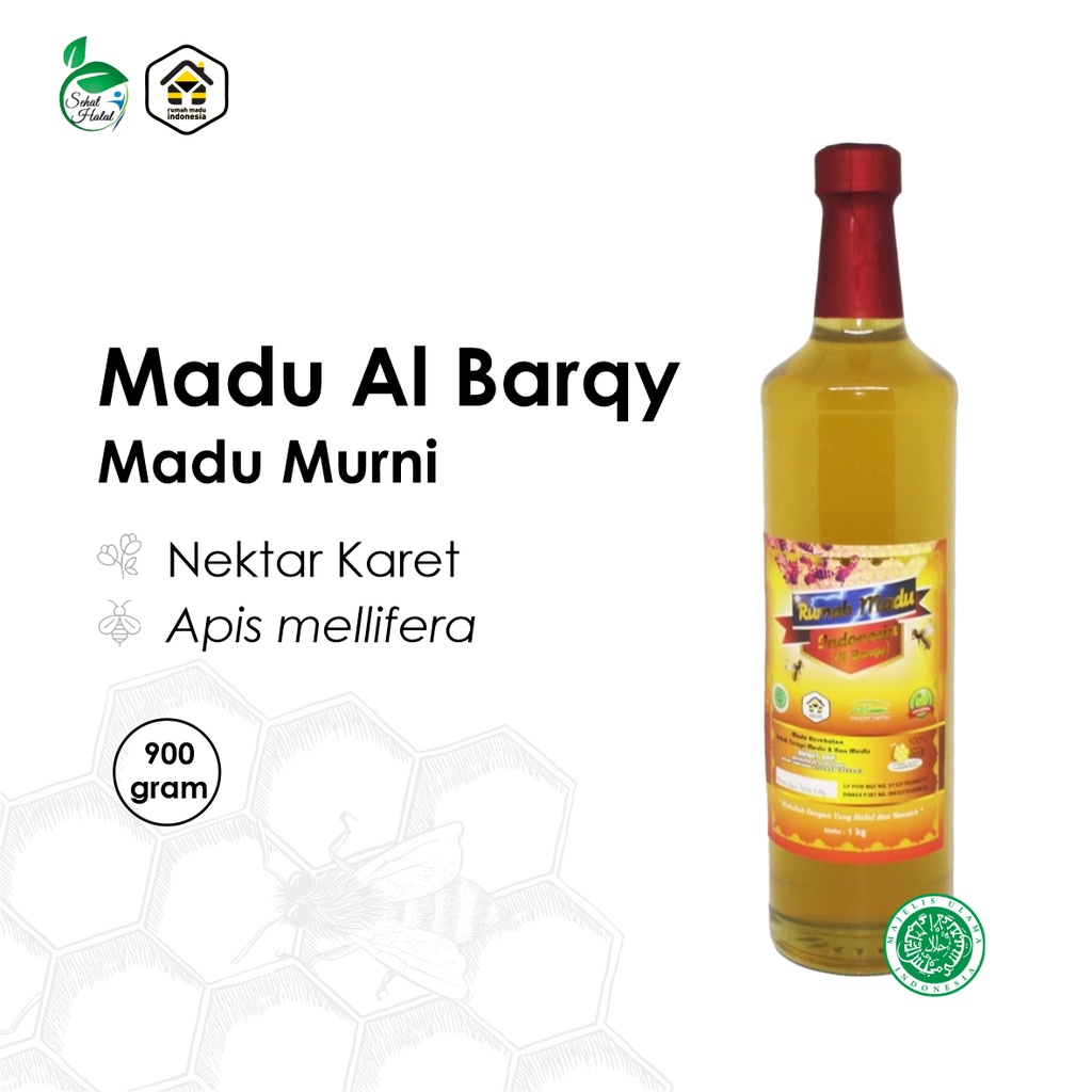 

Madu Murni Al Barqy 900 gr Asli 100% Ternak Lebah Apis Mellifera Akasia Mangga Karet Pure Raw Honey Alami BPOM Halal MUI