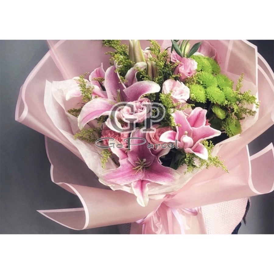 ( 5 Lembar ) TRANSLUCENT LINE EDGE - FLOWER WRAPPING PAPER CELLOPHANE EDGE MATTE TRANSLUCENT