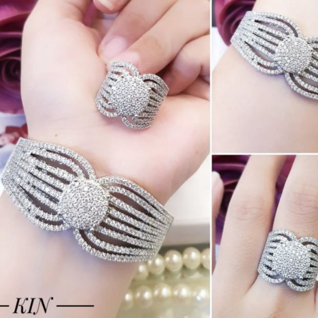 Xuping Set Gelang dan Cincin Semi Berlian Gc36