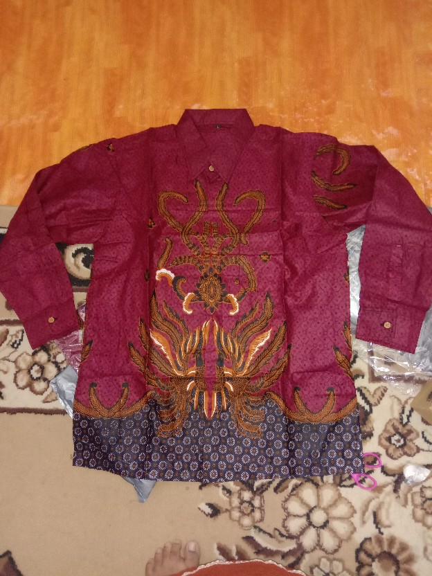 Fashion Atasan Batik Pria Wanita Anak Couple Keluarga Seragam Formal Motif Merah Hitam Termurah