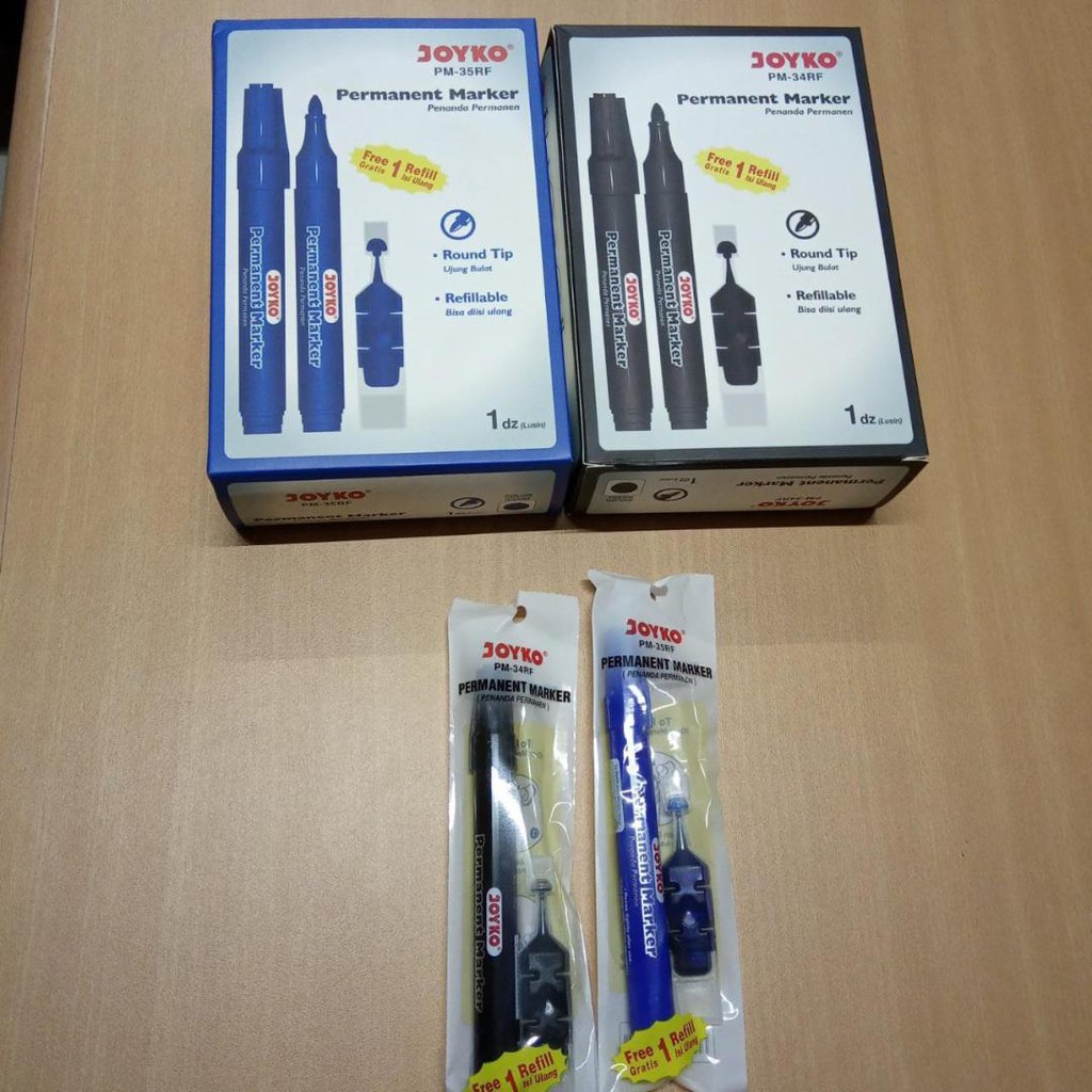 

Spidol Permanent Marker Joyko Blue Biru PM-35RF Tanpa Refill