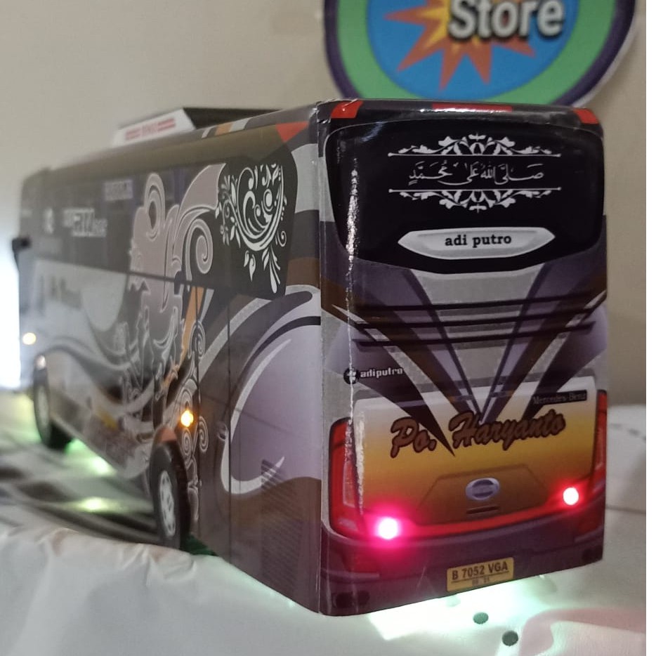 miniatur bus bis mainan bus bis shd haryanto livery gatot kaca plus lampu