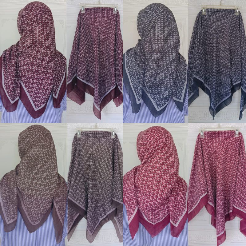VOAL MOTIF 2IN1/HIJAB VOAL/VOAL DEEKA/DEEKA MOTIF/VOAL MURAH/HIJAB SEGIEMPAT/MOTIF MERAH PUTIH