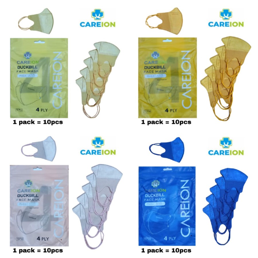 MASKER DEWASA DUCKBILL CAREION ISI 10 PCS MASKER 4PLY CAREION WARNA