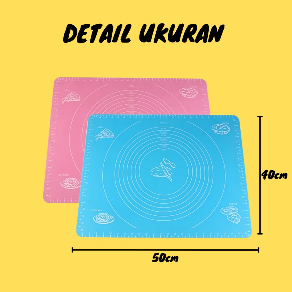 Alas Adonan Kue Baking Mat Silicone Baking 30x40 50x40 Pink Biru Silikon