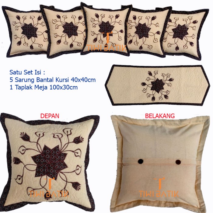 Sarung Bantal Sofa - Set Sarung Bantal Kursi Sofa Batik Bordir Murah / Sarung Bantal Kursi