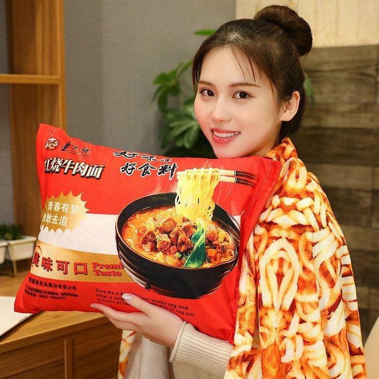 Bantal Kawaii Mewah Mie instan Chinese food Kangshifu simulasi Mie Instan Noodles Plush Pillow Banta