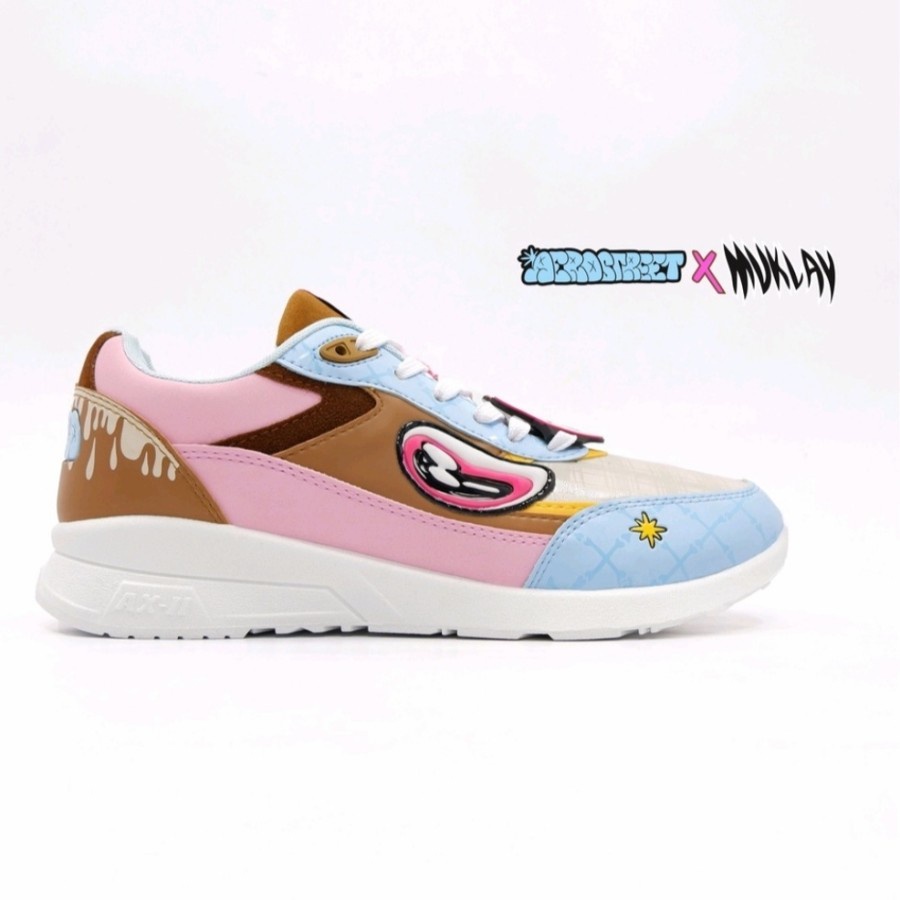 Sepatu Aerostreet x Muklay Shitty Awesome Cokelat Muda Biru Muda - Sepatu Sneakers Casual Pria Wanita Aero Street