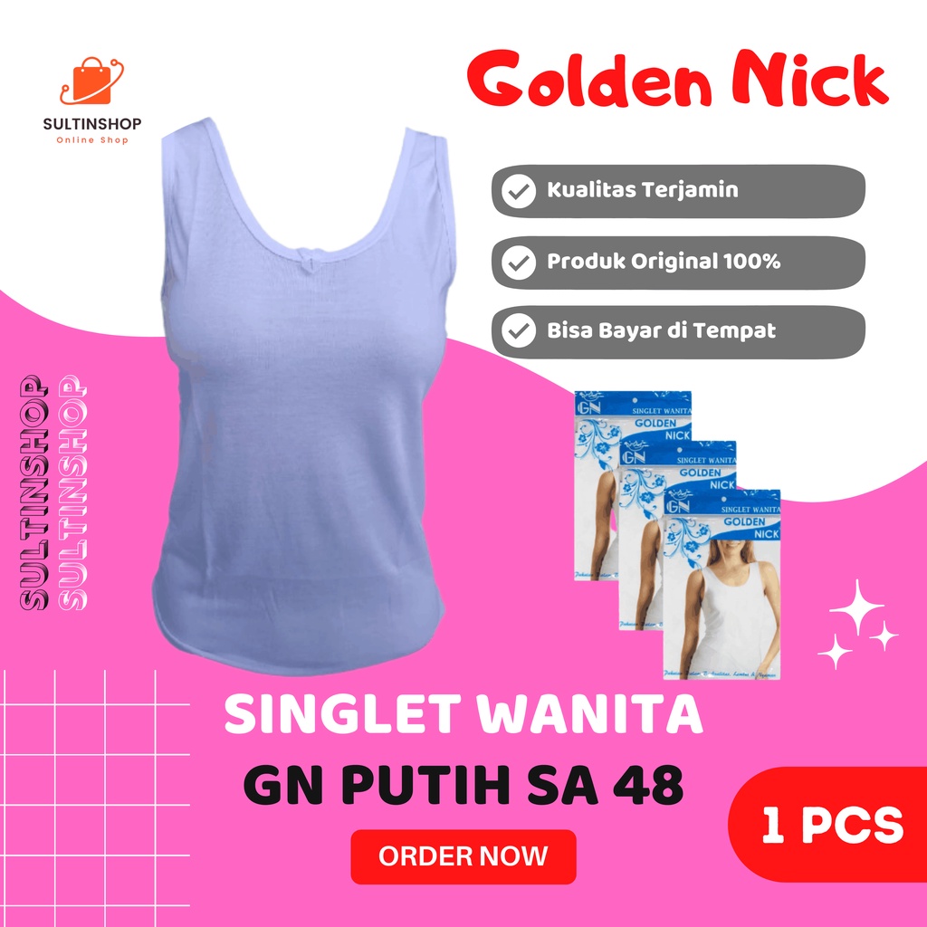 Tanktop GN Golden Nick SA 48 Isi 1 Pcs Pakaian Kaos Dalam Wanita Dewasa Warna Putih Polos Singlet At