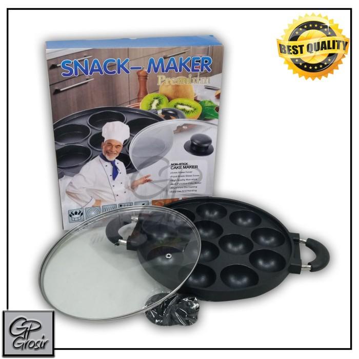 SNACK MAKER - Cetakan 12 Lubang Cekung - Takoyaki Besar Tutup Kaca
