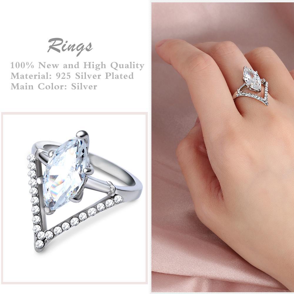 Cincin Oval Nanas Fashion Wanita Perhiasan Pernikahan Unik Berbentuk V