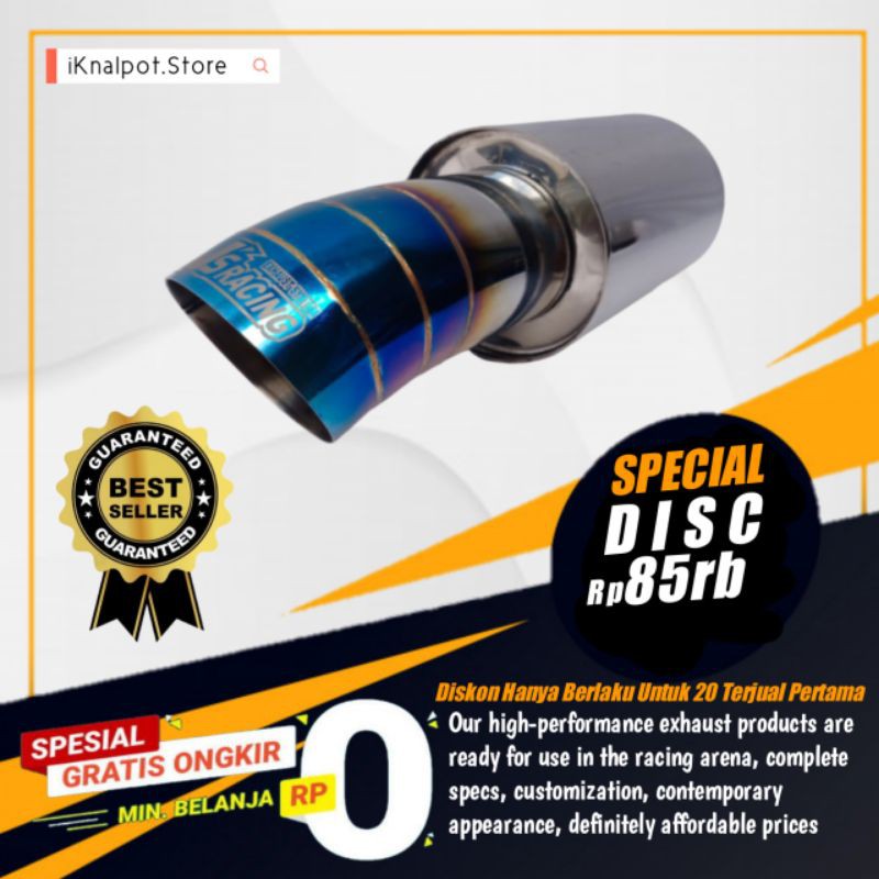 Knalpot JS Racing Stainless Blue Muffler Mobil JS Racing Stainless Blue Murah Bergaransi
