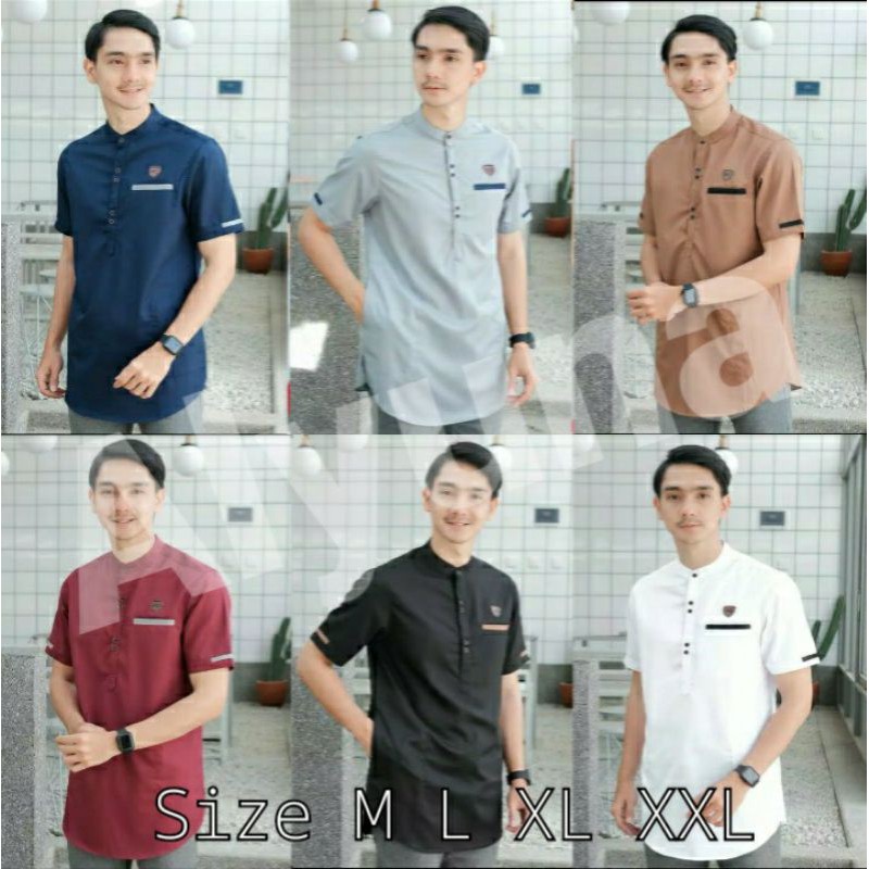 Baju Koko Kurta Dewasa Lengan Pendek Material Catton  Adem Serap Keringat