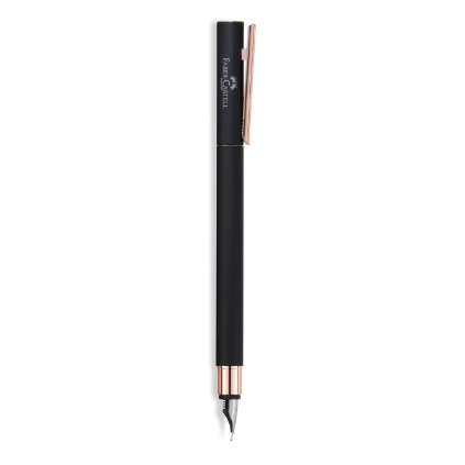 Faber-Castell Neo Slim Fountain Pen M Black Matt, Rose Gold Chromed