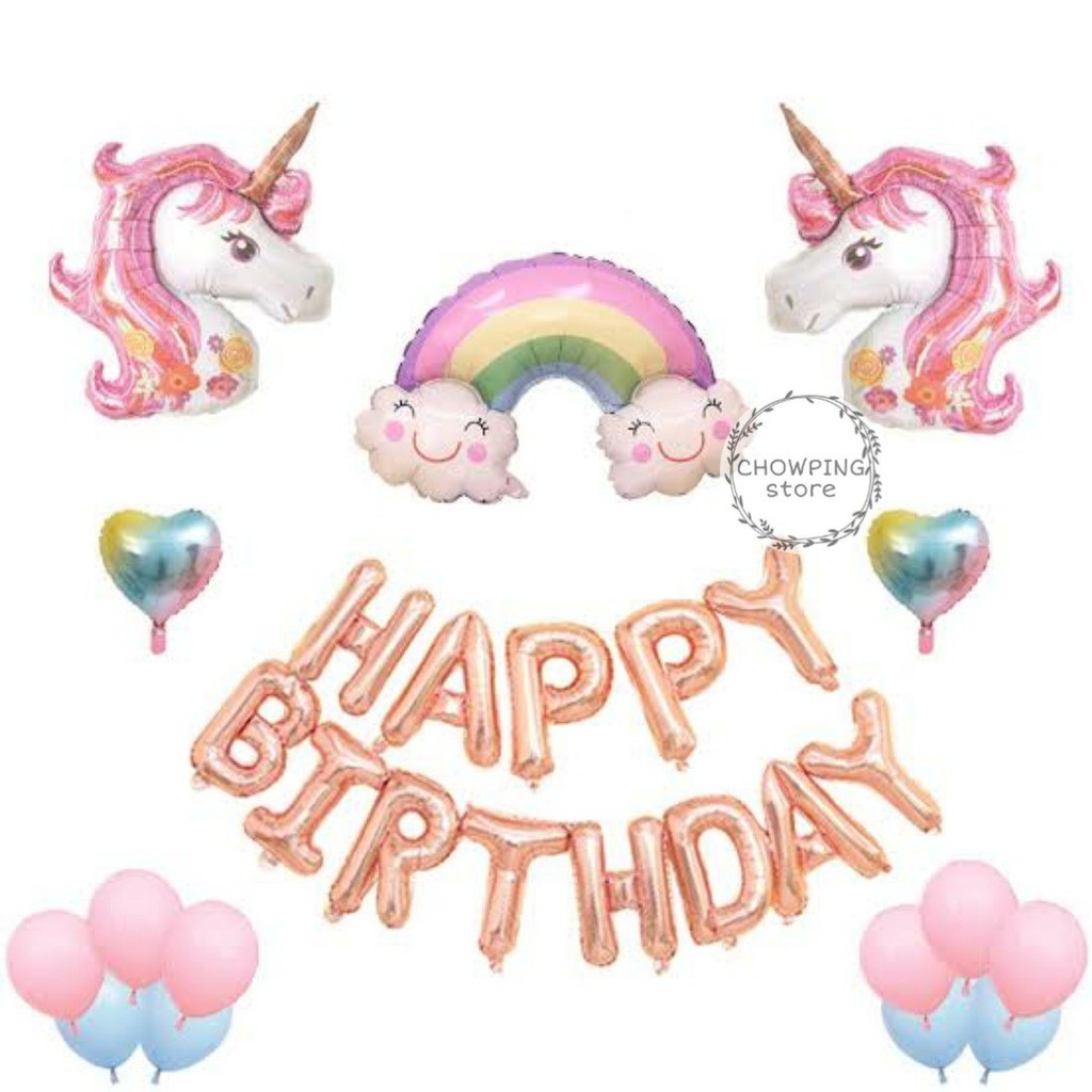 Paket Dekorasi Balon Ulang Tahun / Happy Birthday Pegasus / Unicorn 04