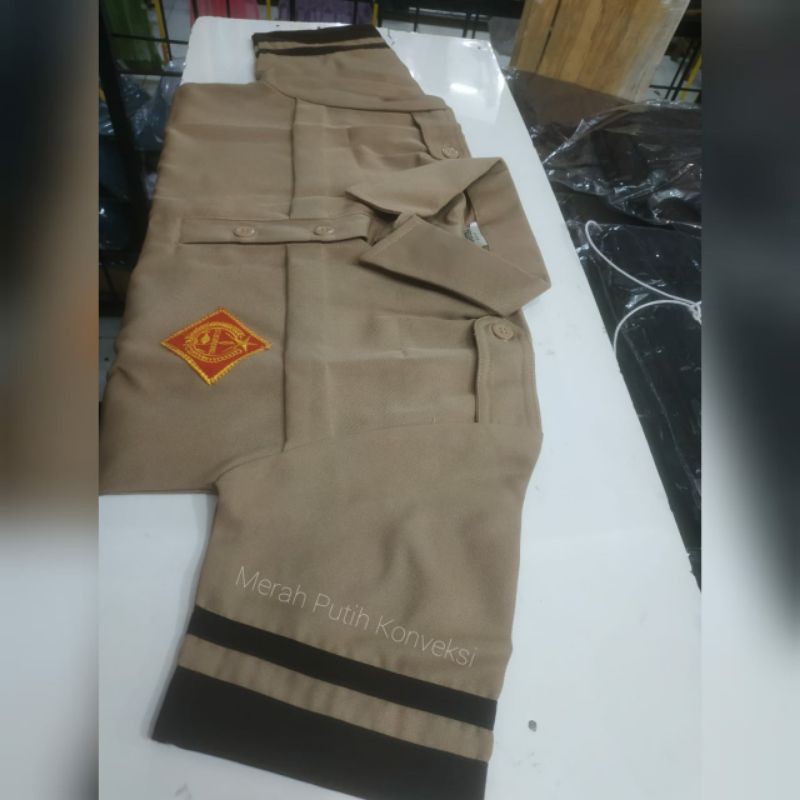 Baju Pramuka Siaga Pakai Bis Putra &amp; Putri Bahan Rapilo Lengan Pendek &amp; Panjang