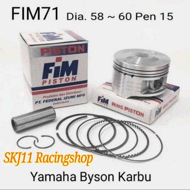 Piston Kit FIM 71 Yamaha Byson STD OS 50 100 150 200 Diameter 58 58.5 59 59.5 60 Pen Pin 15