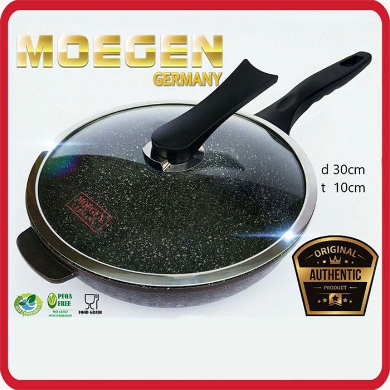 Moegen Panci WOKPAN /Wok Pan 30cm germany + TUTUP KACA Teflon anti lengket