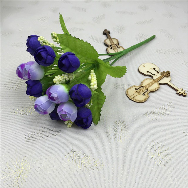 COD BUNGA MAWAR  BUNGA TANGKAI PLASTIK BUNGA ARTIFISIAL BUNGA PAJANGAN IMITASI BUNGA HIASAN BT9005-BIRU