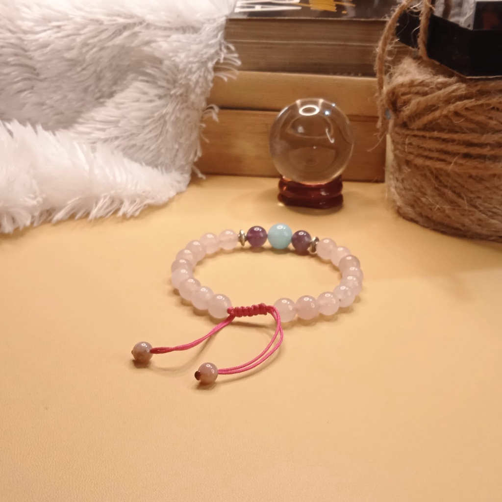 Gelang Kesehatan Batu Rose Quart Amethyst Aquamarine