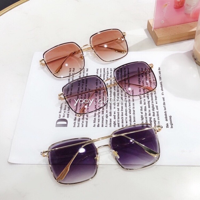 Kacamata Wanita Pria Premium Fashion Kotak Metal Korean UV Sunglasses-4