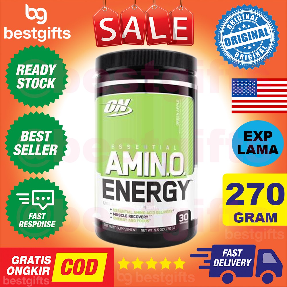 OPTIMUM NUTRITION ON ESSENTIAL AMINO ENERGY APPLE FOKUS KONSENTRASI ENERGI PEMULIHAN OTOT 270 GRAM