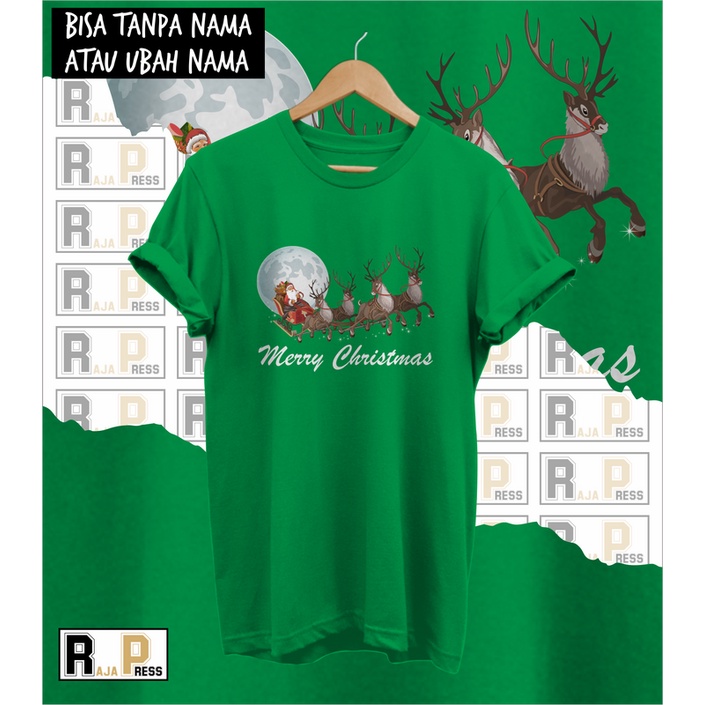 KAOS NATAL BAJU NATAL SANTA BULAN MERRY CHRISTMAS KATUN COMBED 30S