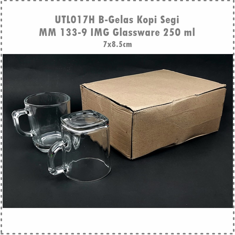 [6pcs] UTL017H B-Gelas Kopi Segi Bawah MM 133-9 IMG Glassware 250 ml