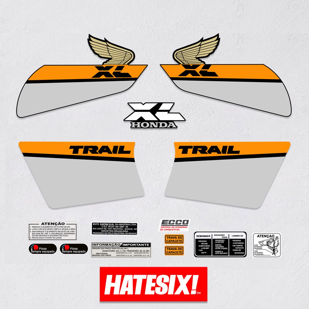 Sticker Decal Honda Xl 185 xl 125  1988 Brasil Version Hatesix