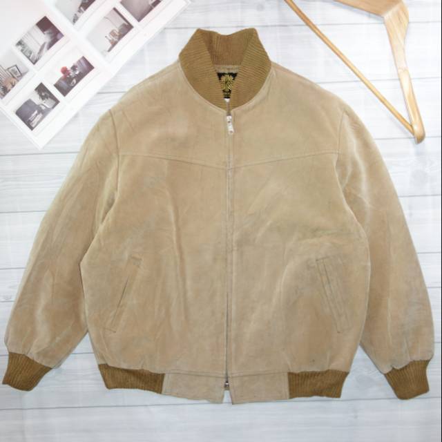 Suede Jacket Jaket bomber Bludru Preloved Second Original