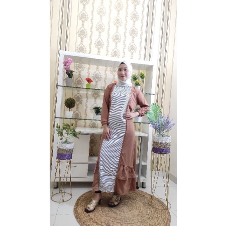 Baju Murah Wanita Kekinian Syalifah Gamis Motif Polos Garis