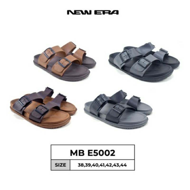 New Era MB E 5002 dan 75002 Sandal Pria Karet Slop Dewasa Slide Sendal Selop Distro Cowok Laki-laki Laki Ringan Nyaman Dipakai Murah Kekinian