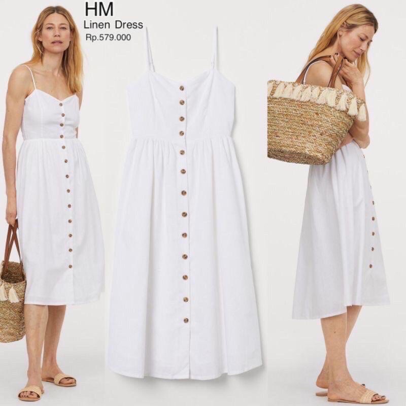 HM Linen Button Dress & WHBM midi dress with bow belt