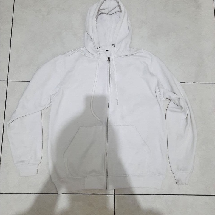 Jacket jaket Hodie Hoodie Polos Pria Second Preloved Murah Putih