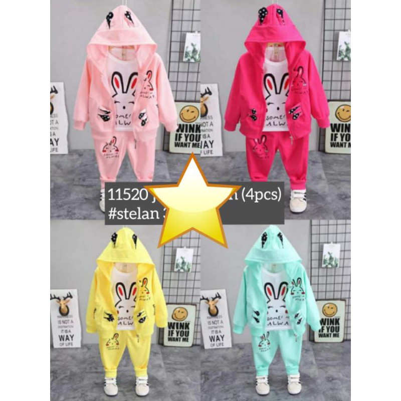 2-6T SETELAN JAKET HOODIE ANAK PEREMPUAN IMPORT 3IN1 Setelan anak import PREMIUM casual jaket+ joger