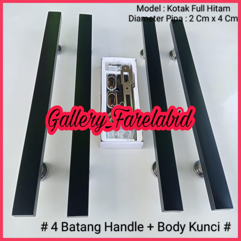 Handle Pintu Rumah Stainless Steel Kotak Hitam 80 Cm Full Set Body Kunci Gagang Pintu Rumah Modern Mewah 60 Cm Set Body Kunci Pegangan Pintu Kupu Tarung Besar 45 Cm Tarikan Pintu Rumah Utama Minimalis