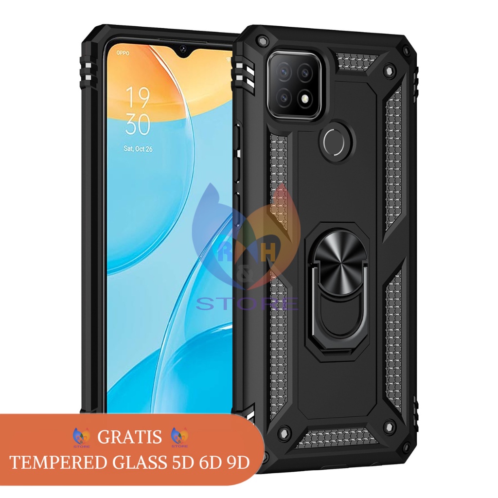 PROMO Case Oppo A15 A15s A16 A16s Hardcase 360 Military Kickstand Magnetik TPU + GRATIS Tempered Gla